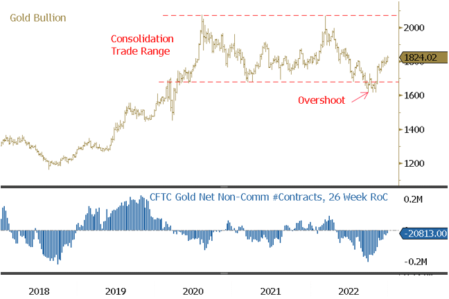 Figure 5a. Gold Bullion: Oversold and Overshot Positioning Reversing (2018-2022)